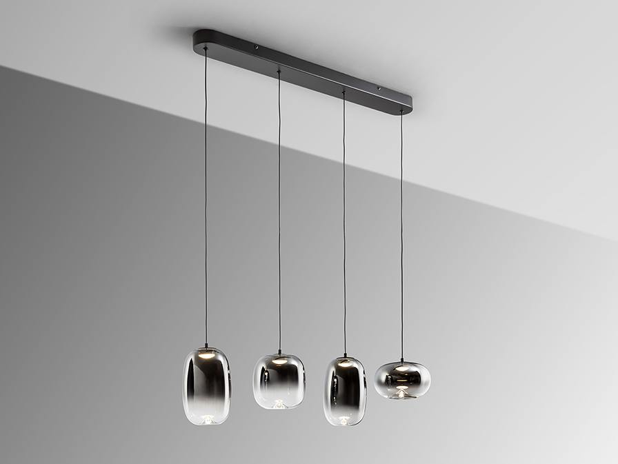 Schuller Lighting Pendants Onice 314329  ONICE - LAMP 4L BLACK-SMOKE