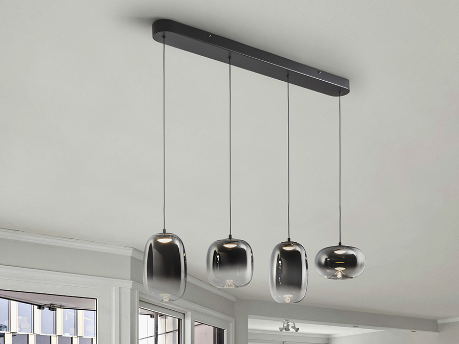 Schuller Lighting Pendants Onice 314329  ONICE - LAMP 4L BLACK-SMOKE
