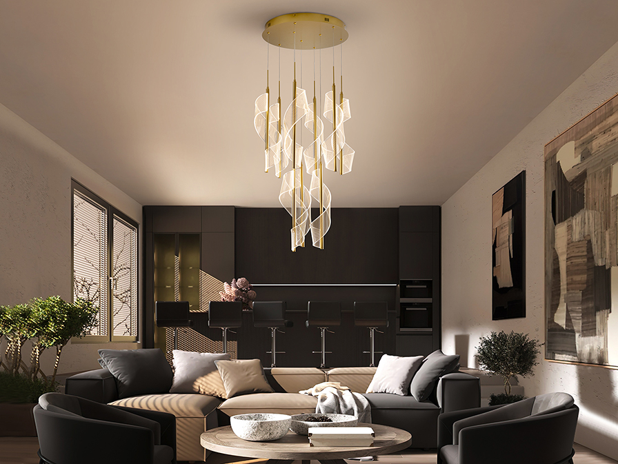 Schuller Lighting Pendants Velas 351492  VELAS- LAMP 9L, GOLD, DIMABLE