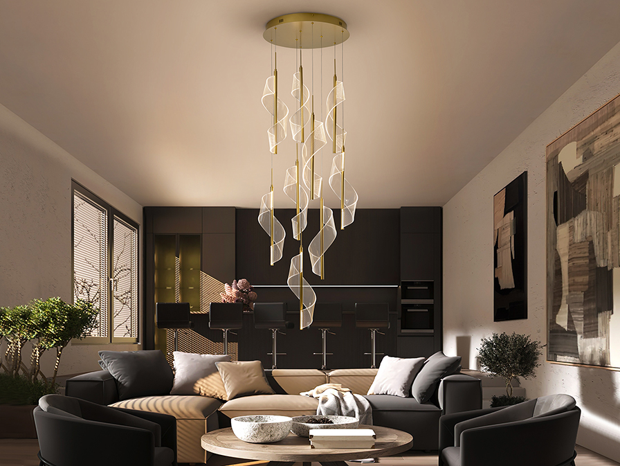 Schuller Lighting Pendants Velas 351492  VELAS- LAMP 9L, GOLD, DIMABLE