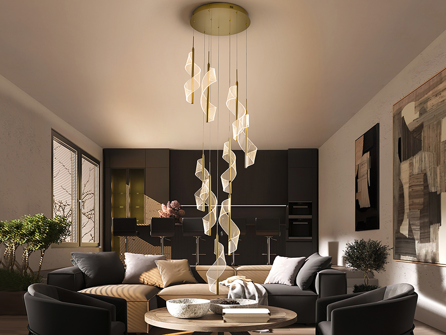 Schuller Lighting Pendants Velas 351492  VELAS- LAMP 9L, GOLD, DIMABLE