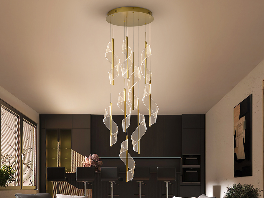 Schuller Lighting Pendants Velas 351492  VELAS- LAMP 9L, GOLD, DIMABLE