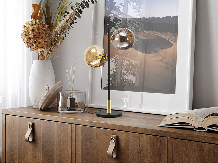 Schuller Lighting Table lamps Dark 439817  DARK - BLACK-BRASS TABLE LAMP 2L