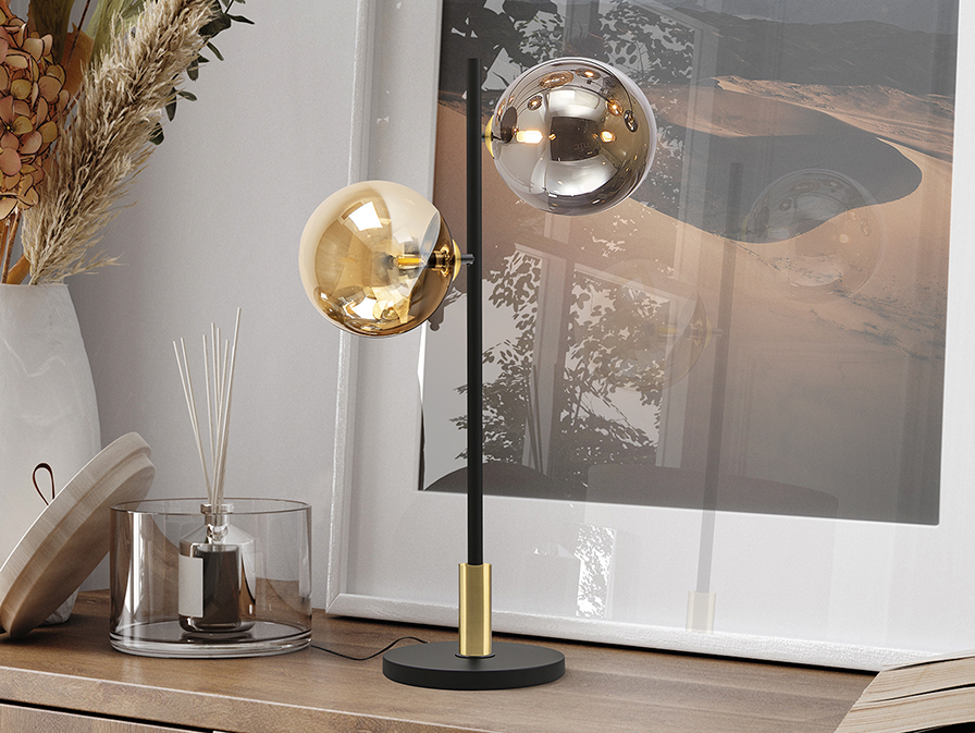 Schuller Lighting Table lamps Dark 439817  DARK - BLACK-BRASS TABLE LAMP 2L