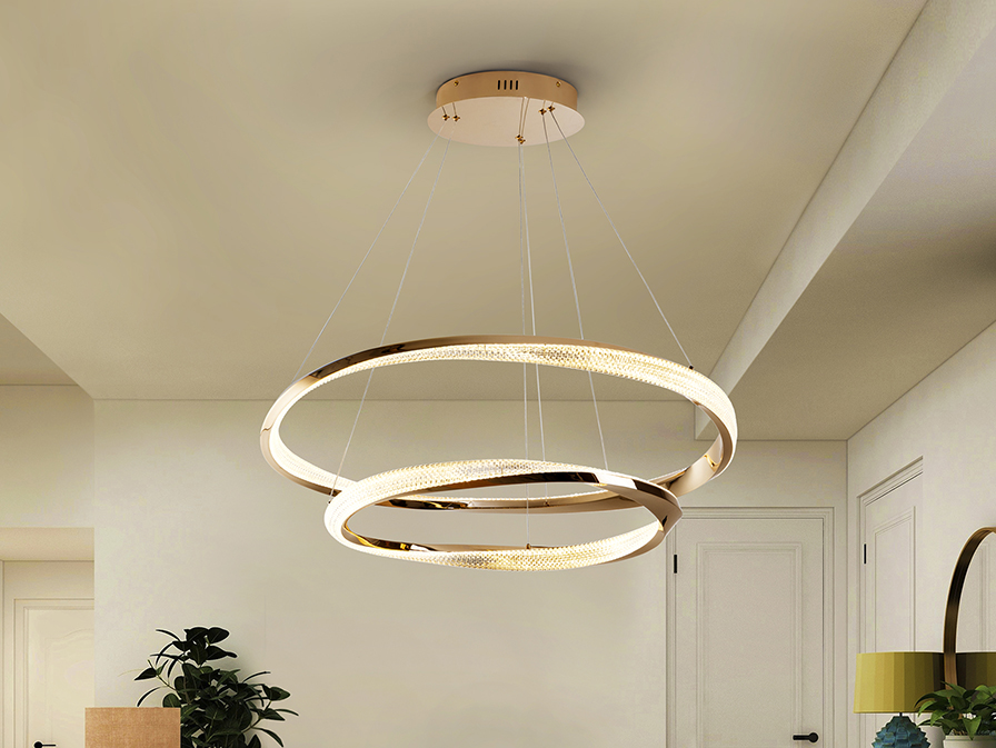 Schuller Lighting Pendants Orbitas 554107  ORBITAS - GOLD LAMP 2 RINGS