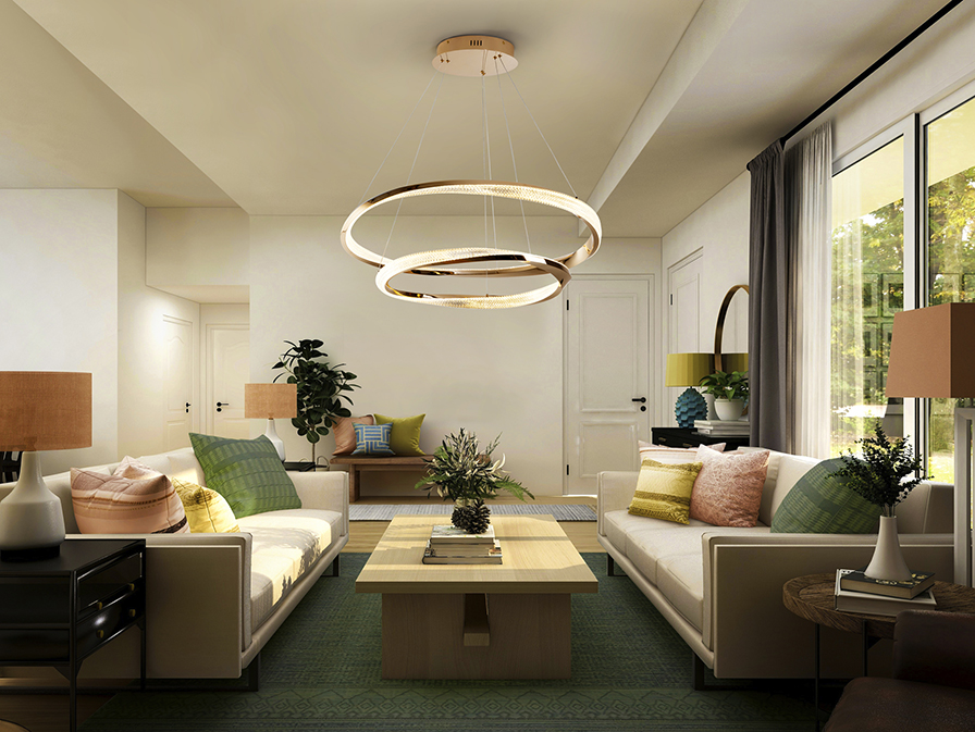 Schuller Lighting Pendants Orbitas 554107  ORBITAS - GOLD LAMP 2 RINGS