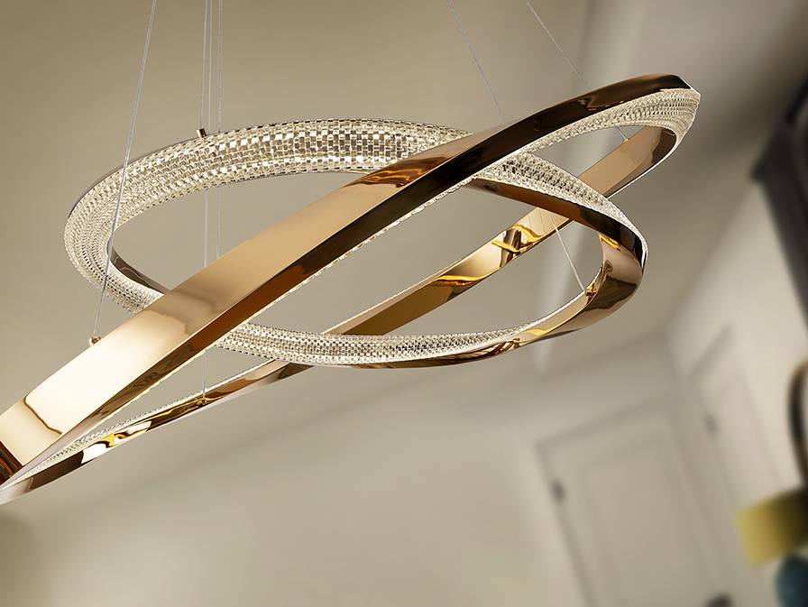 Schuller Lighting Pendants Orbitas 554107  ORBITAS - GOLD LAMP 2 RINGS