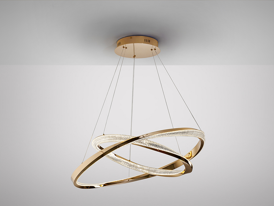 Schuller Lighting Pendants Orbitas 554107  ORBITAS - GOLD LAMP 2 RINGS