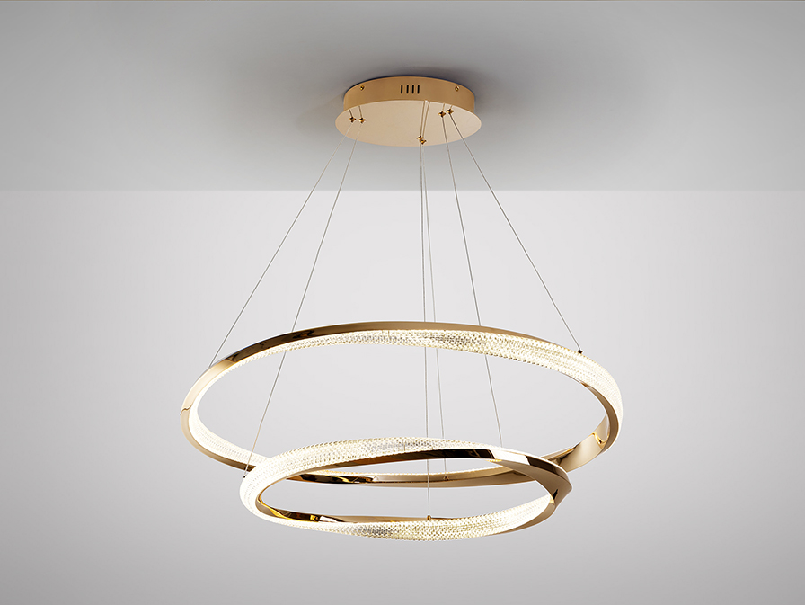 Schuller Lighting Pendants Orbitas 554107  ORBITAS - GOLD LAMP 2 RINGS