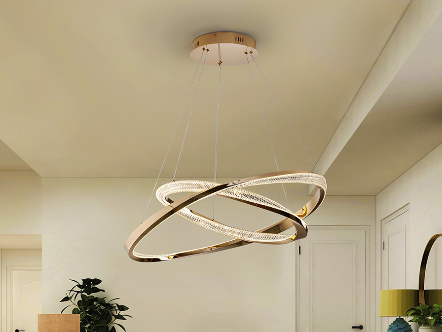 Schuller Lighting Pendants Orbitas 554107  ORBITAS - GOLD LAMP 2 RINGS